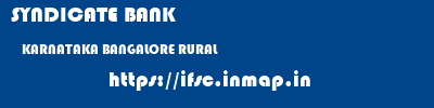 SYNDICATE BANK  KARNATAKA BANGALORE RURAL    ifsc code